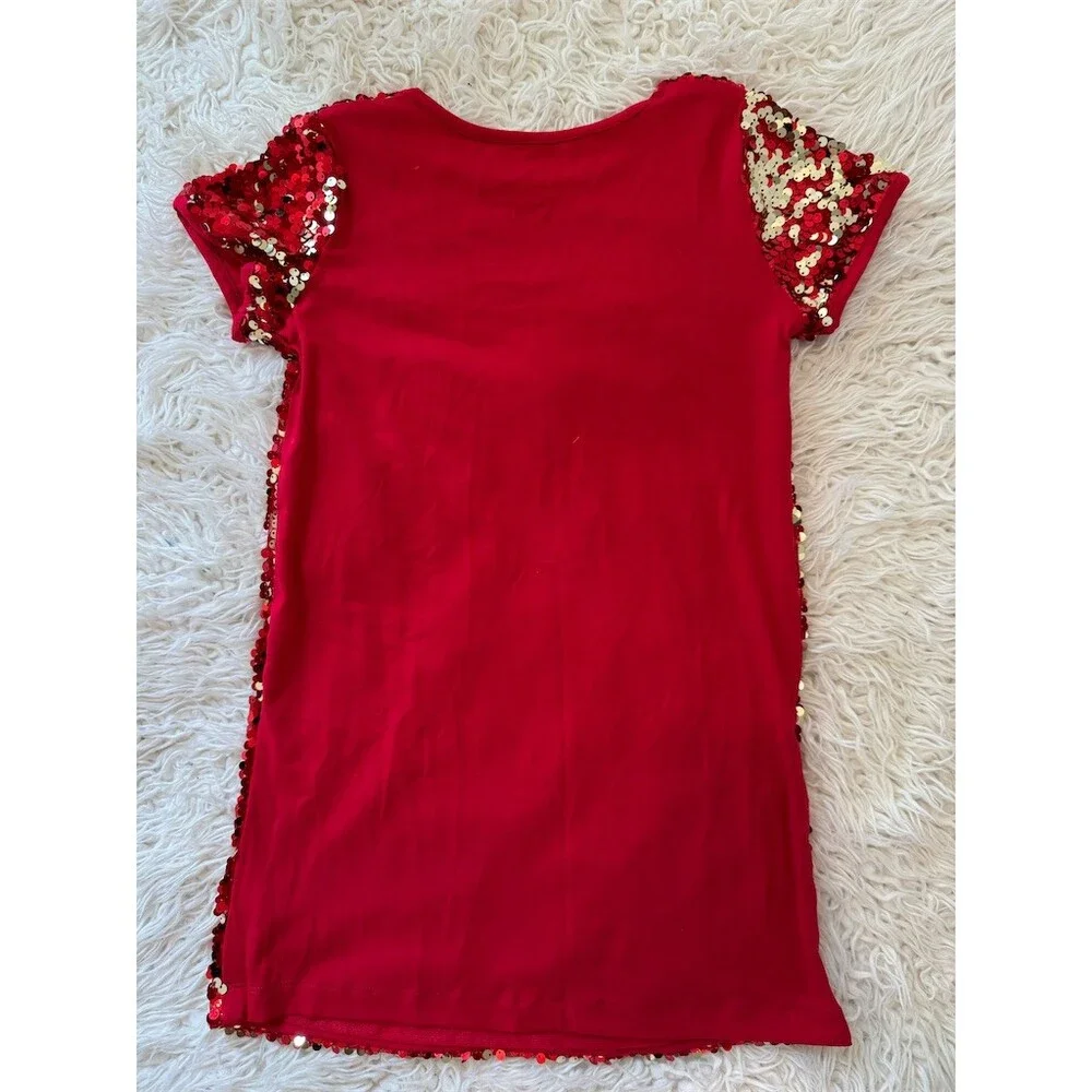 Wonder Nation Girls Dress Size M 7-8 Red Sequin Shift Short Sleeve